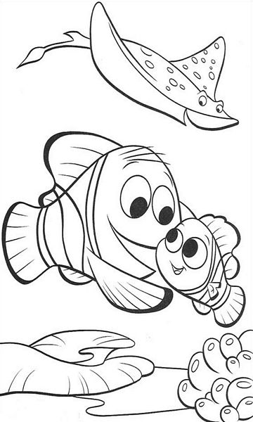 kolorowanka Gdzie jest Nemo malowanka rybki Marlin i synek obrazek do pokolorowania kredkami i wydrukowania, obrazek nr 6